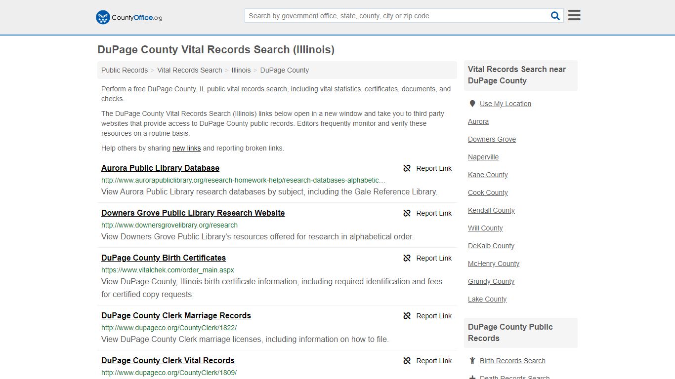 Vital Records Search - DuPage County, IL (Birth, Death ...